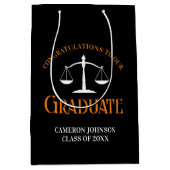 Zwart Oranje Recht School Custom Afstuderen Medium Cadeauzakje (Voorkant)