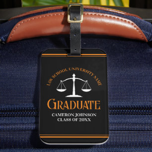 Zwart Oranje Recht School Custom Graduation Party Bagagelabel