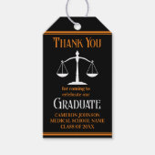 Zwart Oranje Recht School Custom Graduation Party Cadeaulabel (Voorkant)