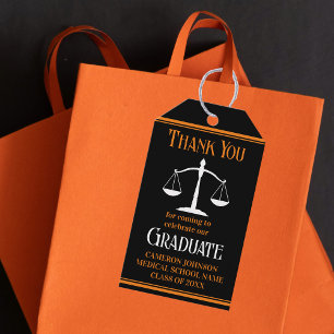 Zwart Oranje Recht School Custom Graduation Party Cadeaulabel