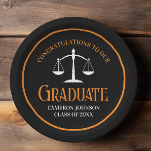 Zwart Oranje Recht School Custom Graduation Party Papieren Bordje