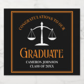 Zwart Oranje Recht School Custom Graduation Party Sparkling Wijnetiket (Enkel label)