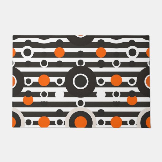 Zwart Oranje Retro Cirkel Streep Deurmat (Voorkant)