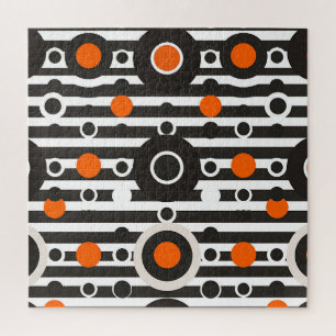 Zwart Oranje Retro Cirkel Streep Legpuzzel