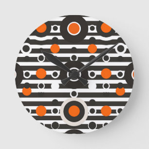 Zwart Oranje Retro Cirkel Streep Ronde Klok