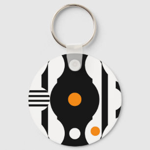 Zwart Oranje Retro Mod Geometrisch Sleutelhanger
