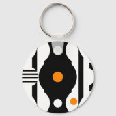 Zwart Oranje Retro Mod Geometrisch Sleutelhanger (Achterkant)