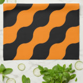 Zwart, Oranje Retrocirkels voor kunstpatronen Theedoek (Gevouwen)