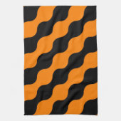 Zwart, Oranje Retrocirkels voor kunstpatronen Theedoek (Verticaal)