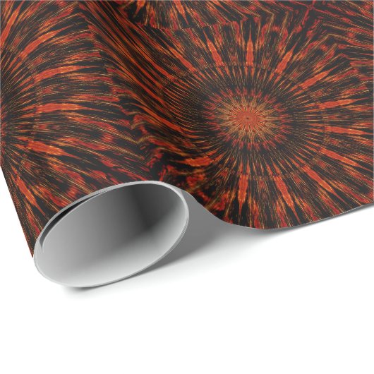 Zwart Oranje rood Kaleidoscopisch design Cadeaupapier (Rol Hoek)