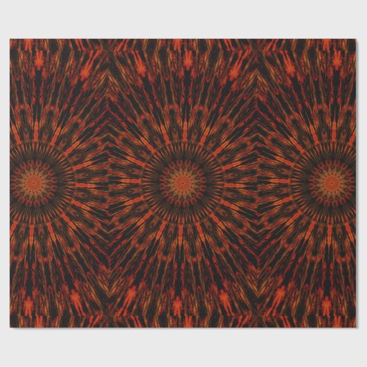 Zwart Oranje rood Kaleidoscopisch design Cadeaupapier (Vlak)