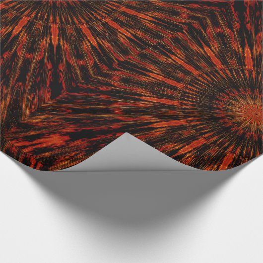 Zwart Oranje rood Kaleidoscopisch design Cadeaupapier (Hoek)