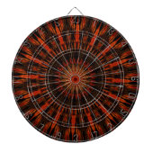 Zwart Oranje rood Kaleidoscopisch design Dartbord (Voorkant)