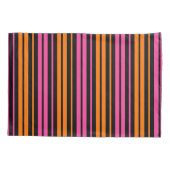 Zwart Oranje Roze Verticale Strepen Design Kussensloop (Achterkant)