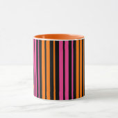 Zwart Oranje Roze Verticale Strepen Design   Mok (Midden)