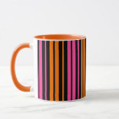 Zwart Oranje Roze Verticale Strepen Design   Mok (Links)