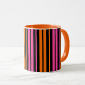 Zwart Oranje Roze Verticale Strepen Design   Mok (Voorkant rechts)