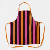 Zwart Oranje Roze Verticale Strepen Design Schort (Voorkant)