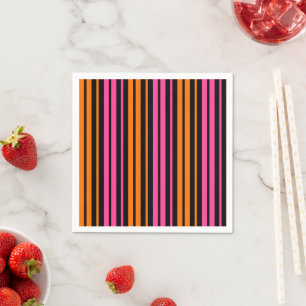 Zwart Oranje Roze Verticale Strepen Design Servet