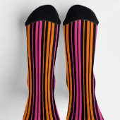 Zwart Oranje Roze Verticale Strepen Design Sokken (Top)