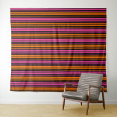 Zwart Oranje Roze Verticale Strepen Design Wandkleed (In Situ (horizontaal))