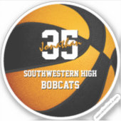 zwart oranje sportteam kleuren basketbal sticker (Voorkant)