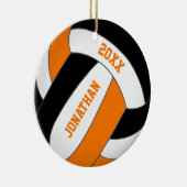 zwart oranje sportteam kleuren volleybal jongens keramisch ornament (Rechts)