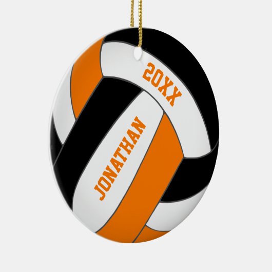 zwart oranje sportteam kleuren volleybal jongens keramisch ornament (Rechts)