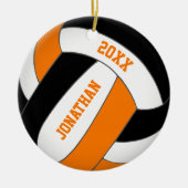 zwart oranje sportteam kleuren volleybal jongens keramisch ornament (Voorkant)