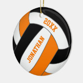 zwart oranje sportteam kleuren volleybal jongens keramisch ornament (Links)