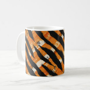 Zwart Oranje streeppatroon Koffiemok