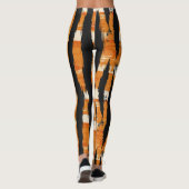 Zwart Oranje streeppatroon Leggings (Achterkant)