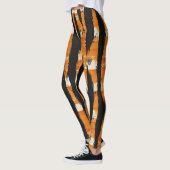 Zwart Oranje streeppatroon Leggings (Links)