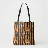 Zwart Oranje streeppatroon Tote Bag (Voorkant)