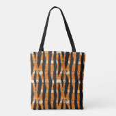 Zwart Oranje streeppatroon Tote Bag (Achterkant)