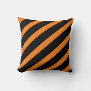 Zwart & Oranje Strepen Gestreepte Halloween Kussen
