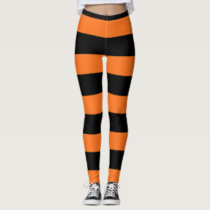 Zwart & Oranje Strepen Halloween Kostuum Leggings