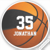 zwart oranje team kleuren basketbal jongens sticker (Voorkant)