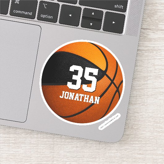 zwart oranje team kleuren basketbal jongens sticker (Detail)