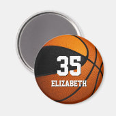 zwart oranje team kleuren jongens basketbal magneet (Voorkant / Achterkant)