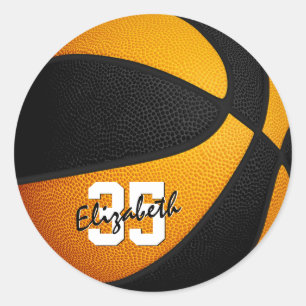 zwart oranje team kleuren jongens basketbal ronde sticker