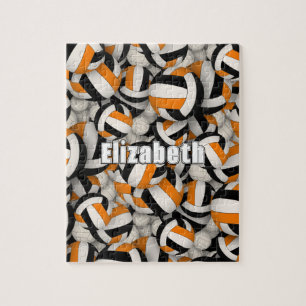 zwart oranje team kleuren meisjes volleybal legpuzzel