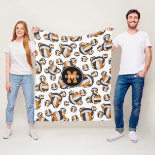 zwart oranje team kleuren meisjes volleyball fleece deken