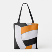 Zwart oranje team kleuren volleybal atleet coach tote bag (Achterkant)