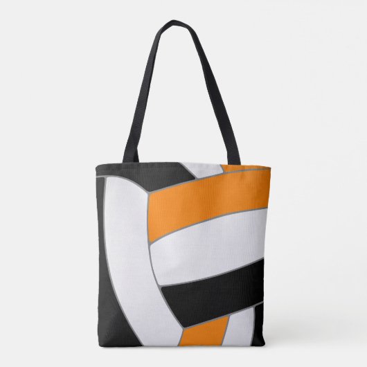 Zwart oranje team kleuren volleybal atleet coach tote bag (Achterkant)