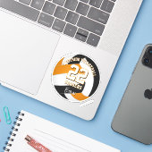 Zwart oranje team kleuren volleybal clubnaam sticker (Laptop met iPhone)