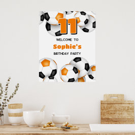 zwart oranje teamkleuren voetbal verjaardagsfeestj poster