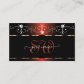 Zwart Oranje vierkant monogram Visitekaartje (Voorkant)