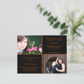 Zwart-Oranje vierkantssterren Afstuderen Kaart (Staand voorkant)