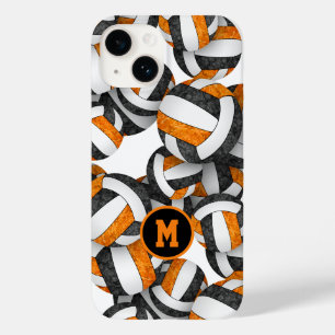 Zwart oranje volleybal, monogrammen meisjes Case-Mate iPhone 14 hoesje